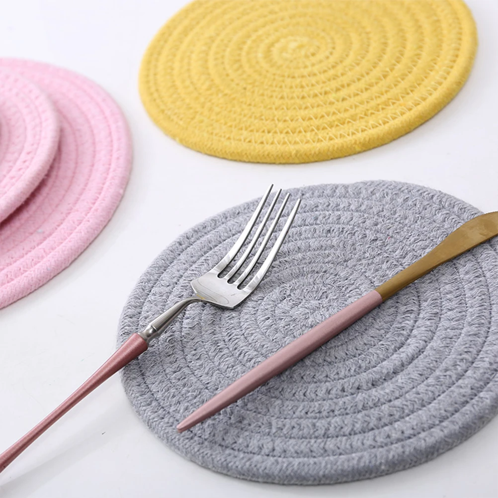 

Cotton Heat Insulation Pad Hot Table Mat Pot Cup Place Mats for Dining Child Thread Woven Coasters