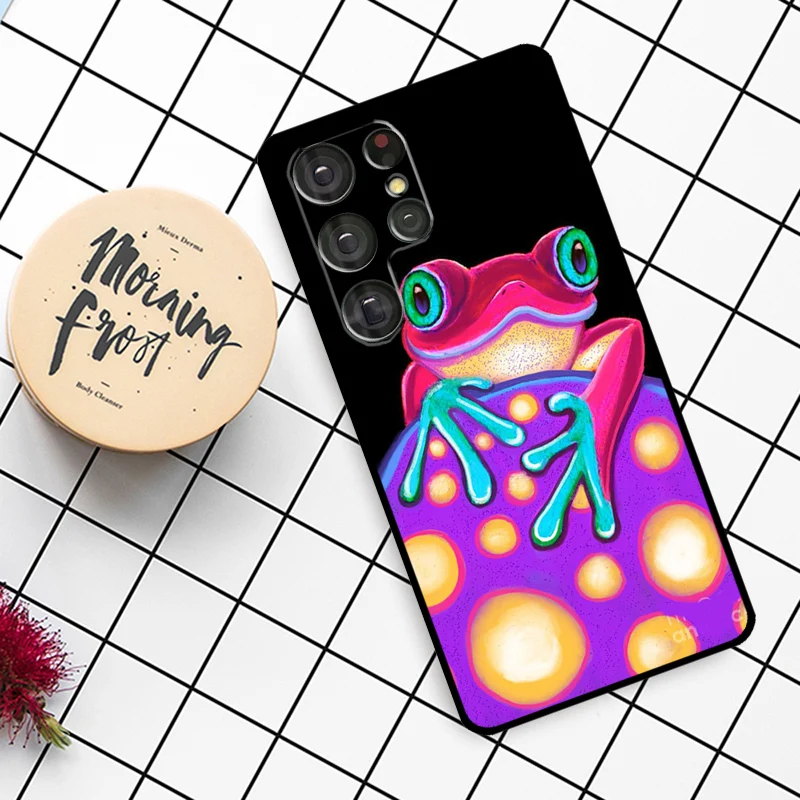 Frong Froggy Art Groovy Hippie Case For Samsung Galaxy S23 S21 Ultra S22 S20 FE S8 S9 S10 Note 10 Plus Note 20 Ultra Cover