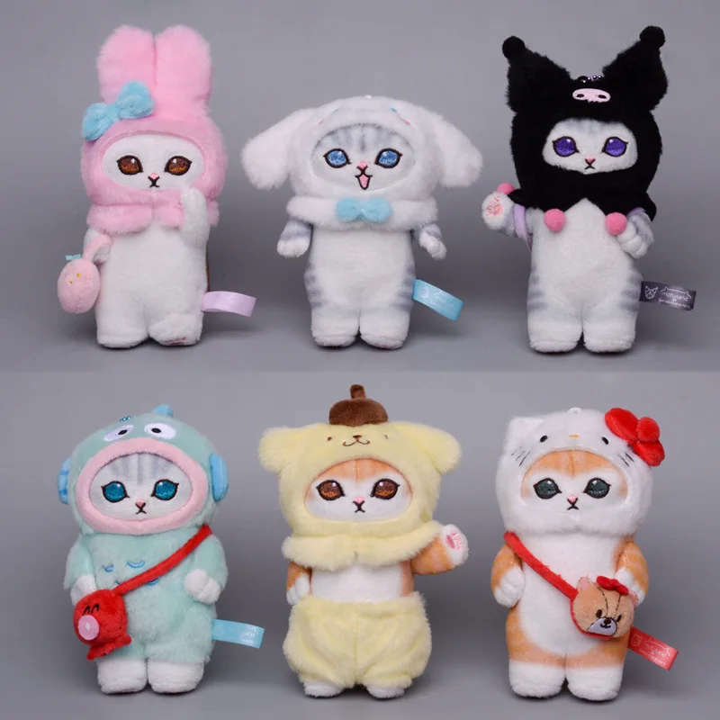 13/18 ซม.Shark Cat Series Kuromi My Melody Cinnamoroll ตุ๊กตาแมวของเล่นตกแต่งกระเป๋าจี้พวงกุญแจเด็กของขวัญวันเกิด