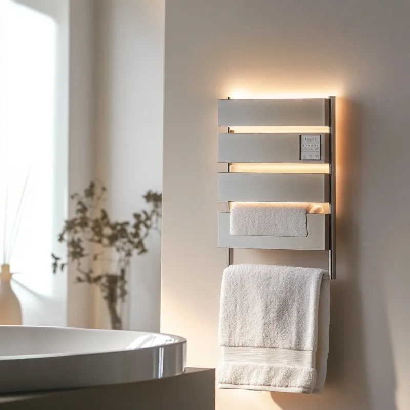 Deluxe gun gray small electric towel rack quick heating towel heater switch timer smart storage