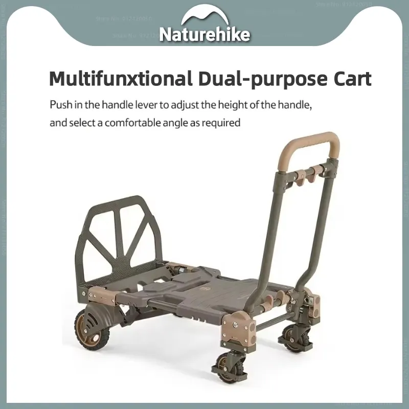 

Naturehike Multifunctional 2 in 1 Foldable Trolley Height Adjustable Outdoor Portable Camping Travel Trailer Load Bearing 120kg