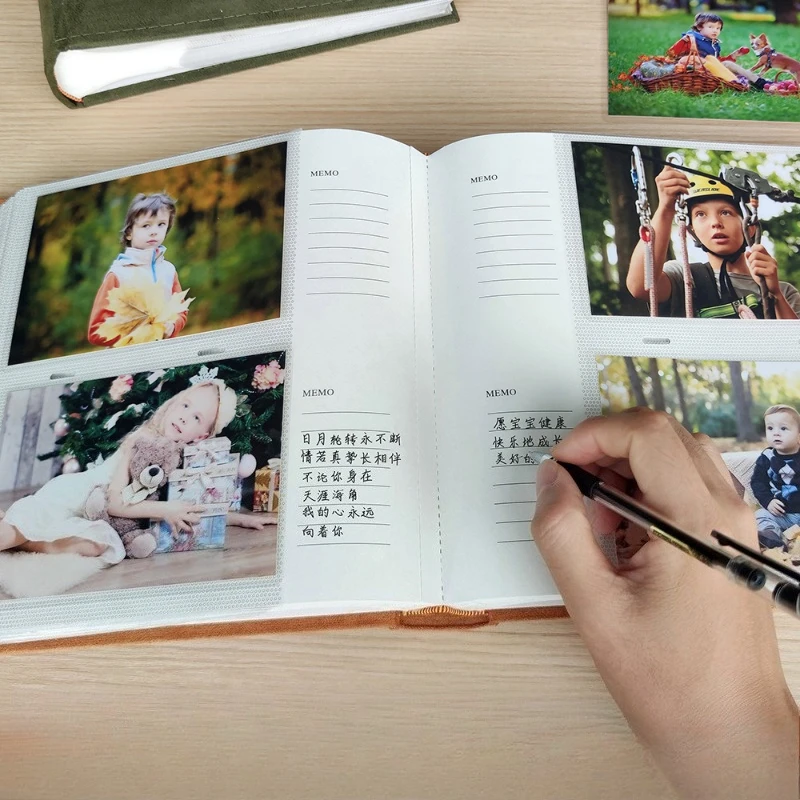 200 Sheets Flannel Surface Insert Children's Growth Commemorative Photo Album Storage Book Large 6-inch Family Photograp Book