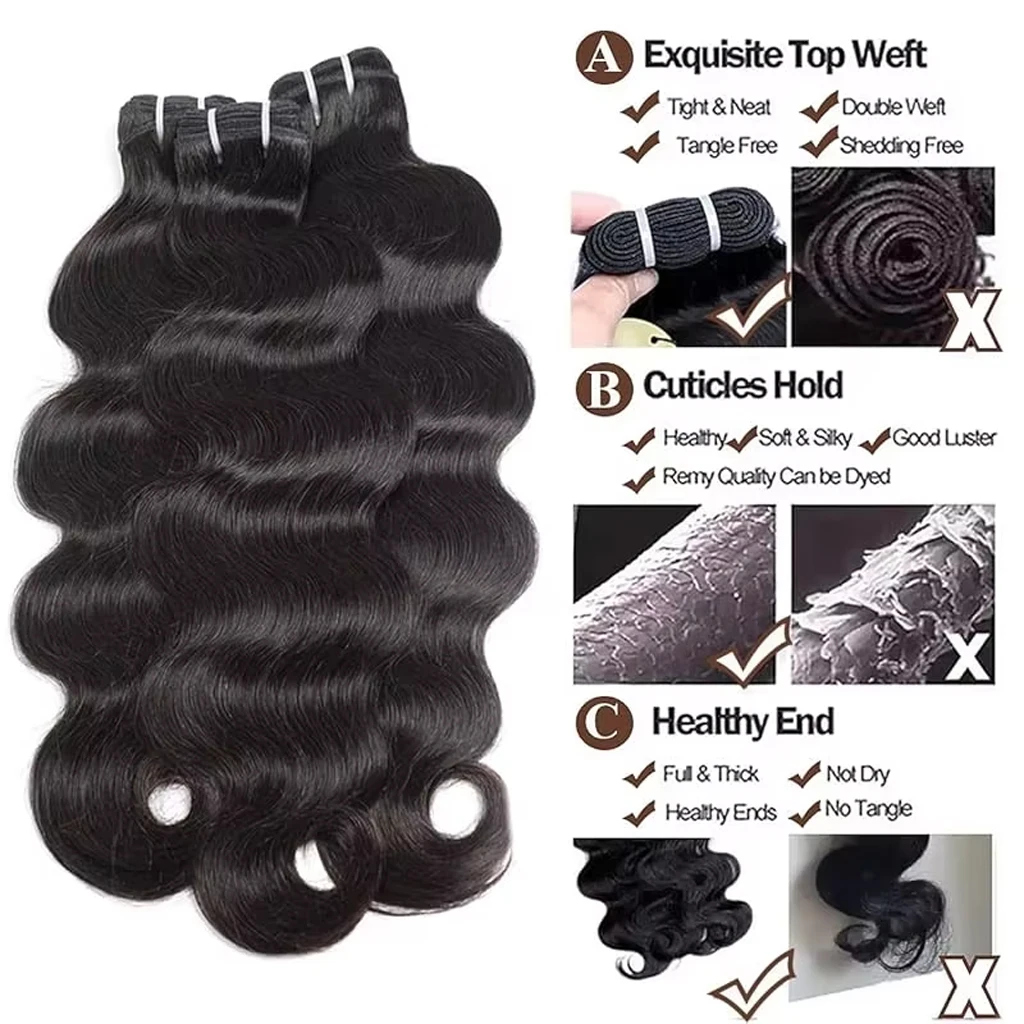 16A 38 40 Inch Body Wave Bundles Human Hair Brazilian Weaving Natural Black 4 5 Bundles Deal Virgin Hair Raw Hair Extensions