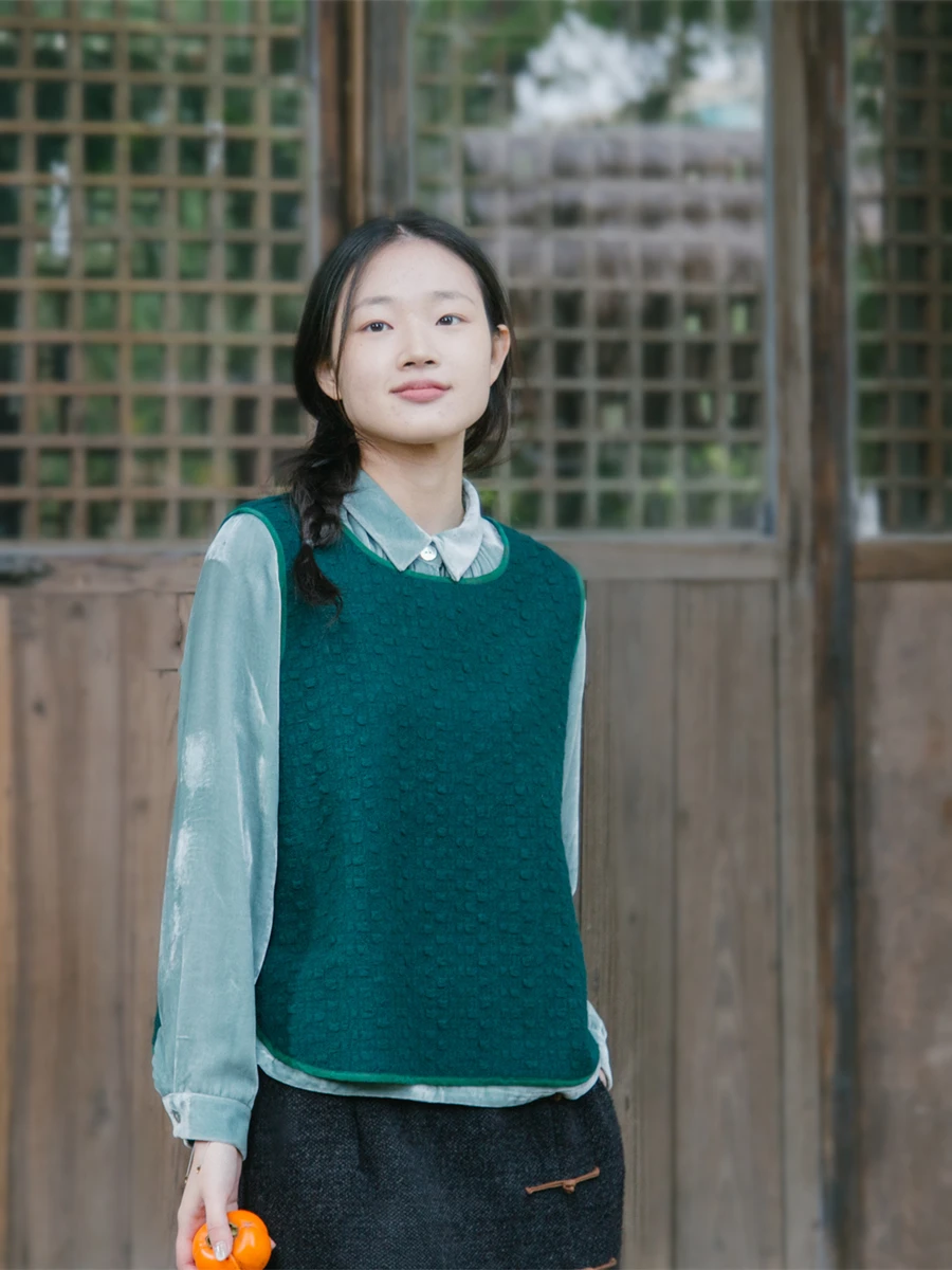 

Винтажный шерстяной вязаный жилет Jie een Yuan Ji с дизайном «Шелковое облако», весенняя женская мода, оригинальный дизайн