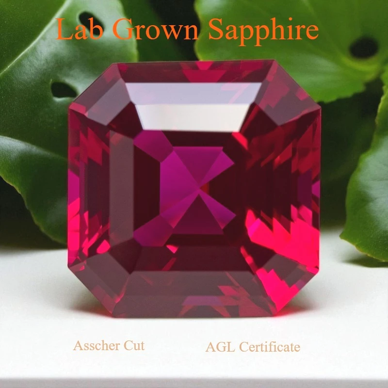 

Выращенный в лаборатории рубин Asscher Cut, несколько размеров, высокое качество для серег, колец, изготовления ювелирных изделий своими руками, на выбор, сертификат AGL