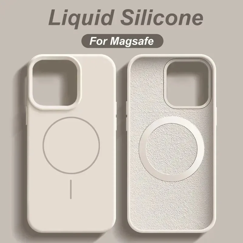 Liquid Silicone Phone Case for Apple IPhone 16 15 14 13 12 Pro Max Magnetic Wireless Charger for Magsafe Shockproof Beats Cover