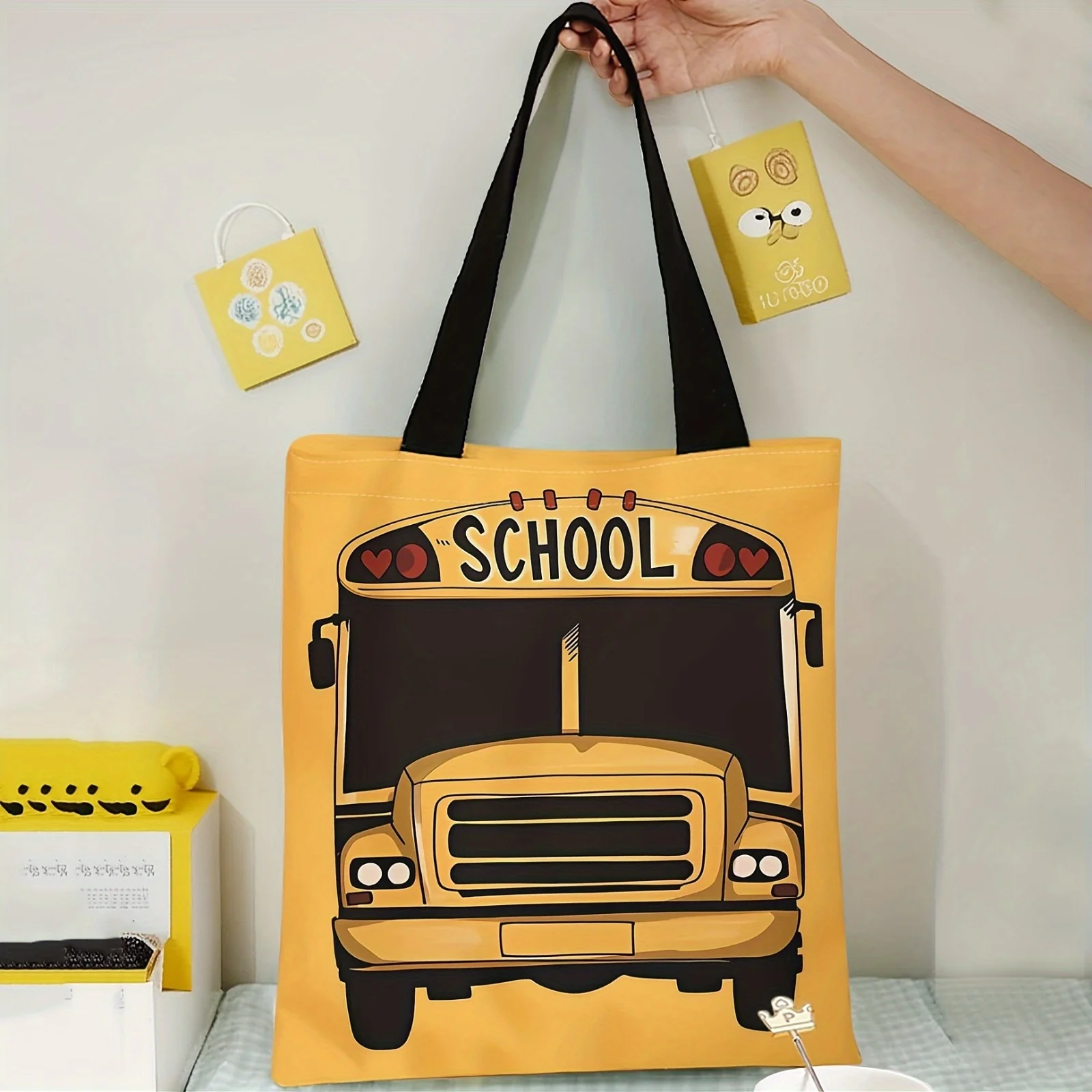 

Bus Pattern Print, Casual Tote Bag, Reusable Fashionable Backpack Multifunctional Handbag Beach Bag Printed Shopping Bag