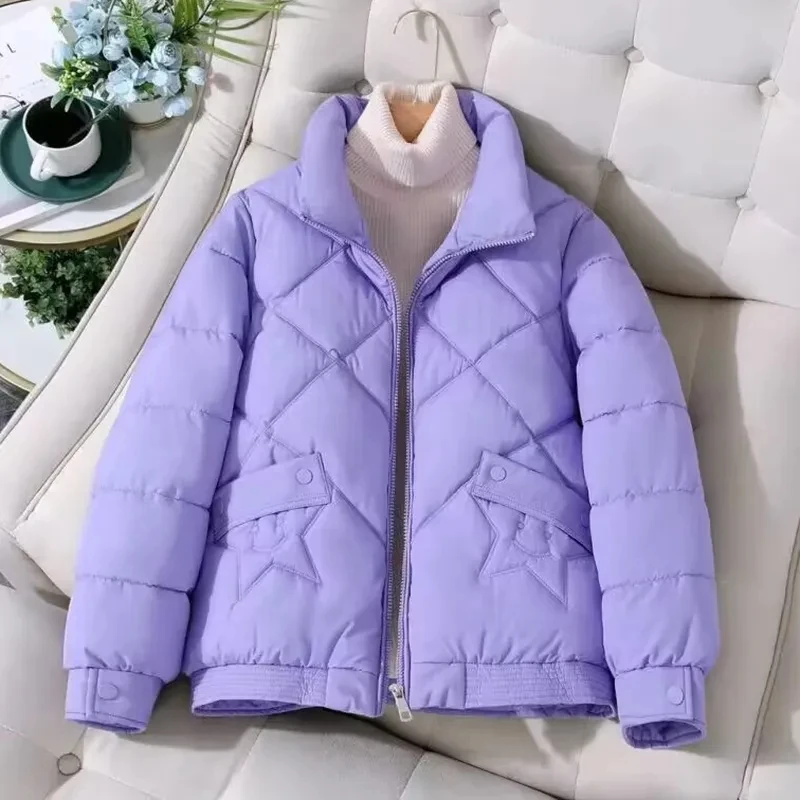 Winter Jacket Women's Stand collar Cotton Warm Coat Korean Loose Ladies Thicken Short Coat Solid Casual Student Jackets Female