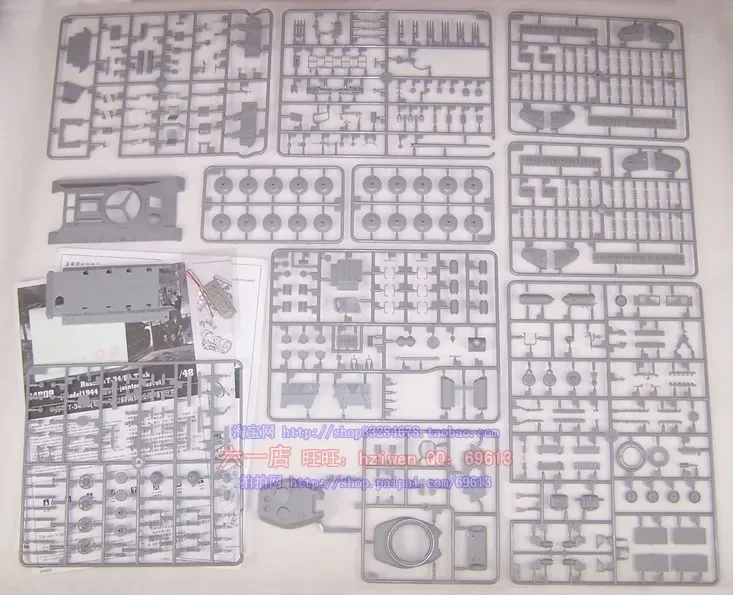 1:48 Scale Soviet T34/85 Medium Tank with Full Inner Structure DIY Plastic Assembling Model Toy