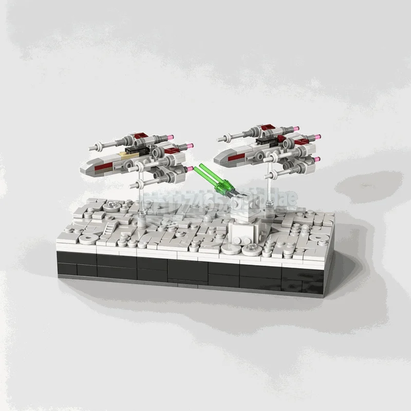 НОВИНКА: 536 ДЕТАЛЕЙ MOC, Микро-модель научно-фантастической космической битвы, диорама, истребитель X-Wing, конструктор, креативный подарок для самостоятельной сборки.