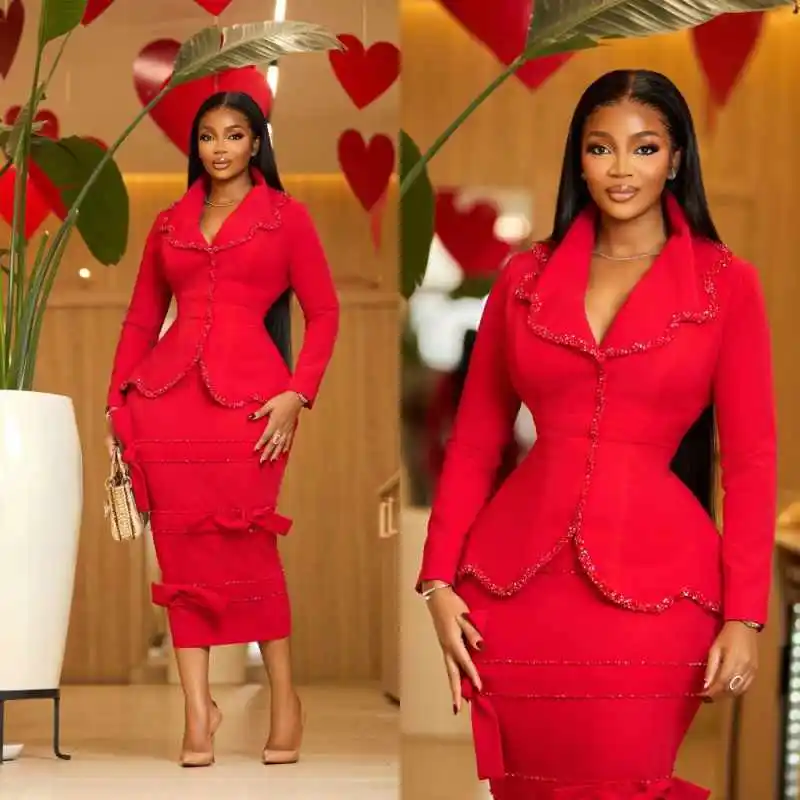 

Gorgeous Women Suit Set 2 Pieces Blazer Prom Dresses Single Breasted Crystals Formal Office Jacket Customized Outfits