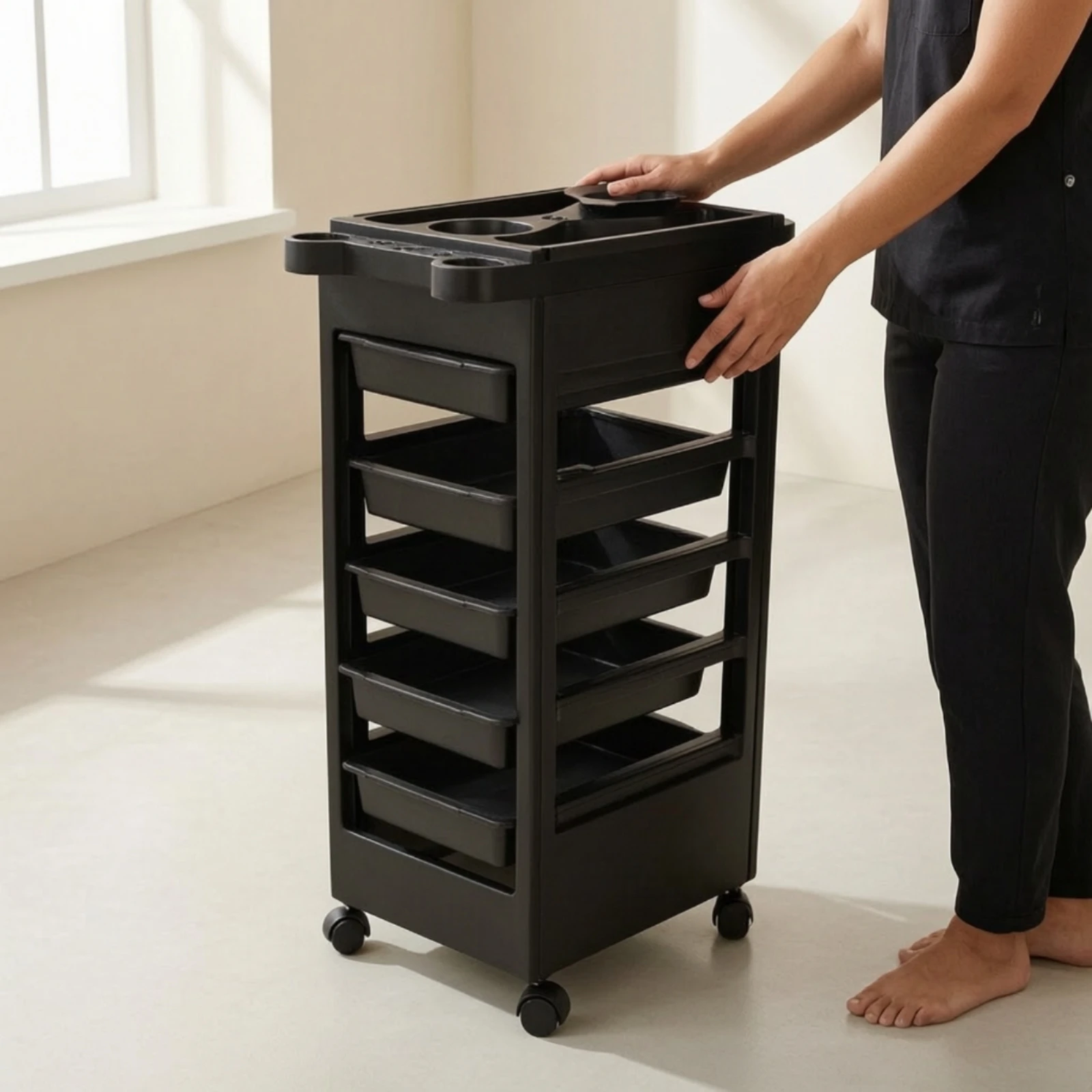 Hair Salon Storage Cart 5-Drawer Salon Trolley with Drawers Mobile Storage Cabinet AllAll-in-One Furniture Long-Lasting image 6
