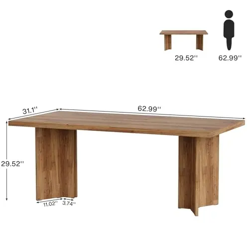63-inch Executive Desk, Vintage Home Office Computer Desk with Large Tabletop, Farmhouse Wood Writing Conference Table