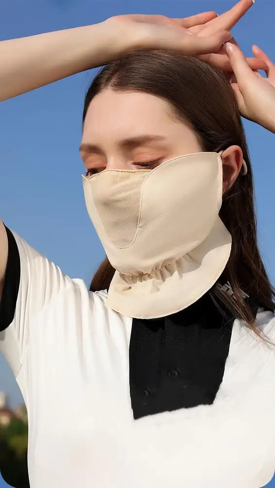 تنفس الجليد الحرير الوجه وشاح الرياضة في الهواء الطلق المضادة للأشعة فوق البنفسجية قناع الوجه وشاح الرأس مع مشبك قابل للتعديل القيادة ركوب المشي لمسافات طويلة الصيد #3