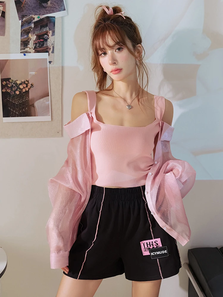 

High Waist Letter Print Color Blo ort Pants Women's Summer New Sle Elastic Waist Casual Trousers by IcyNude Store