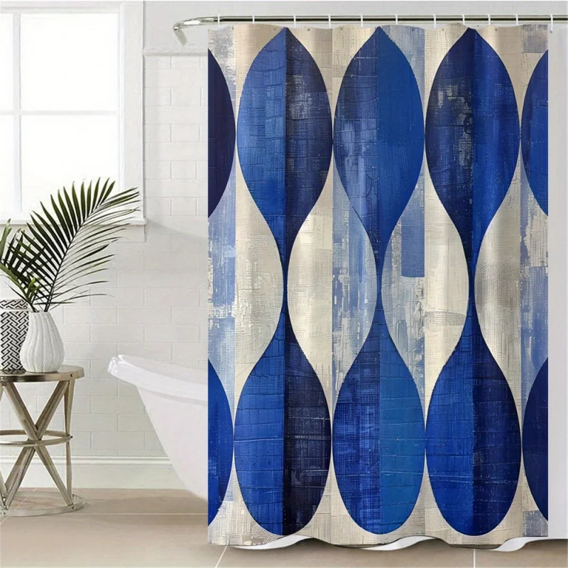 Blue graphic series 2 shower curtain waterproof four-piece set