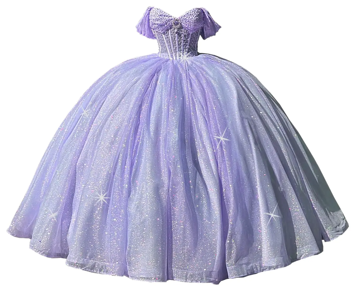 Gardlilac Lavender Quinceanera Dress Sparkly Beads Crystal Princess Ball Gowns Off Shoulder Birthday Party Dresses