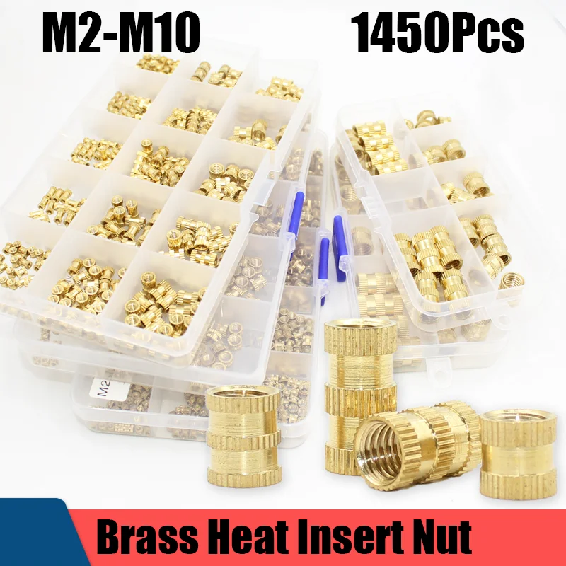 Brass Heat Set Insert Nut Iron Tip Hot Melt Nuts Insert Thread Knurled Embedment Copper Nut of Plastic 3D Printer Soldering Iron