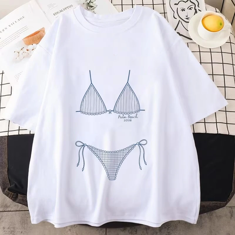 New Beach Bikini Printed T-shirts for Men Women Summer Tee Shirt Casual Short Sleeve Tops Underwear
