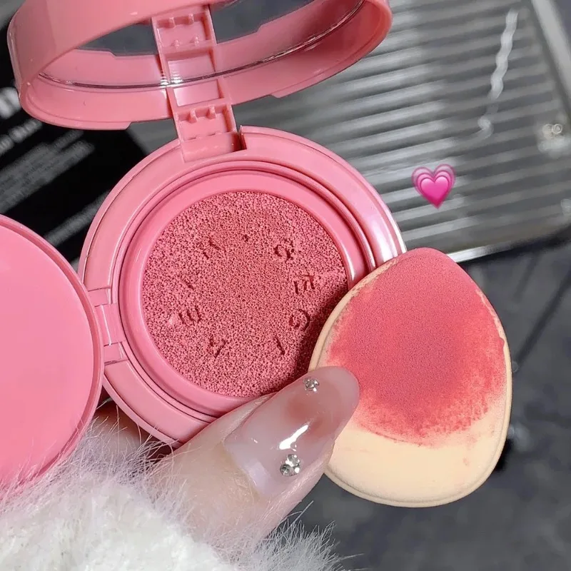 3 Colors Cushion Blush Blendable Shade with Puff Whitening Blusher Smooth Application Long Lasting Blusher Face Brighten Makeup