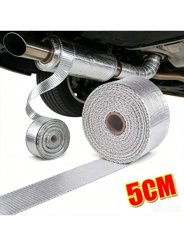 Auto-Auspuffrohr-Isolierband Auspuff-Hitzeschutzband Krümmer-Downpipe Hochtemperatur-Bandageband Aluminiumfolie-Ummantelung 2 Rollen