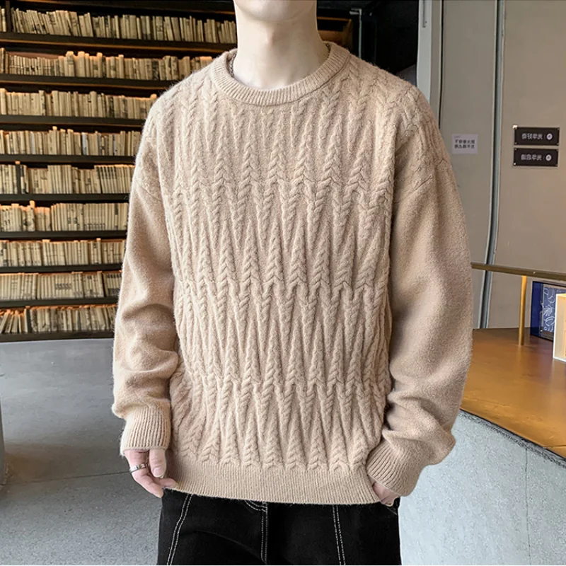 

High Quality New Men's Knitted Tops Slim Round Neck Pullover Sweaters Winter Youth Casual Bottoming Shirts 8 Colors Available