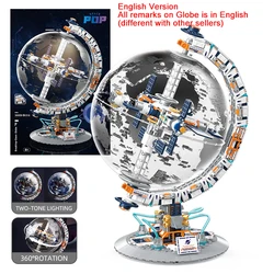 Space Station Globe Building Set Rotatable Globe Display Model with English Mark Dual Illumination Chrismas Gift for Kid Student