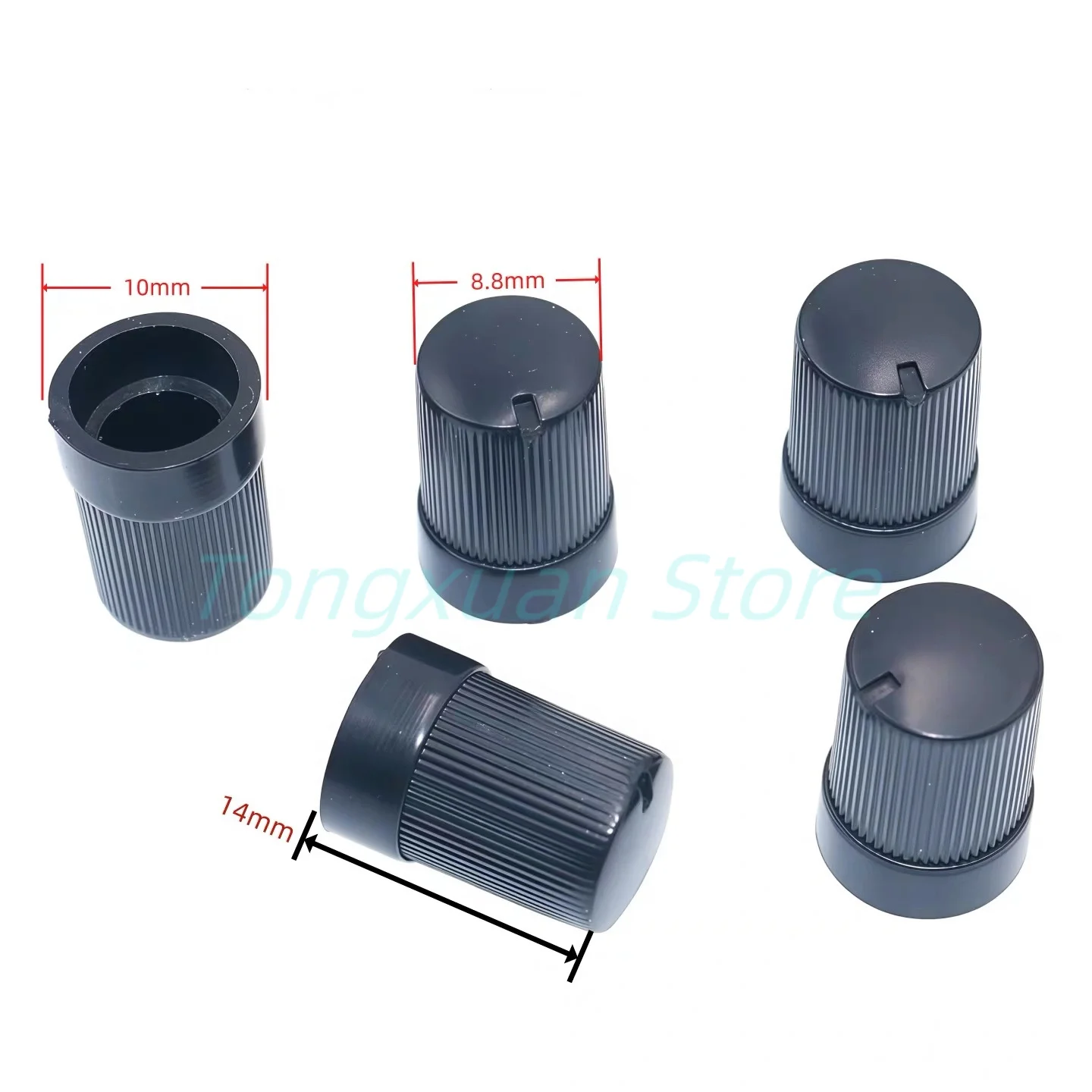 10pcs Mini Black Plastic Roatry Encoder Caps 10x14mm Potentiometer Switch Knob Plum Shaft Type Inner Hole 6mm