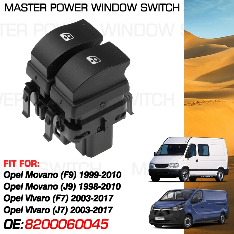 

Car Power Window Switch Master Panel 8200060045 10 Pins For Opel Movano F9 J9 1999-2010 Opel Vivaro F7 J7 2003-2017 8200148814