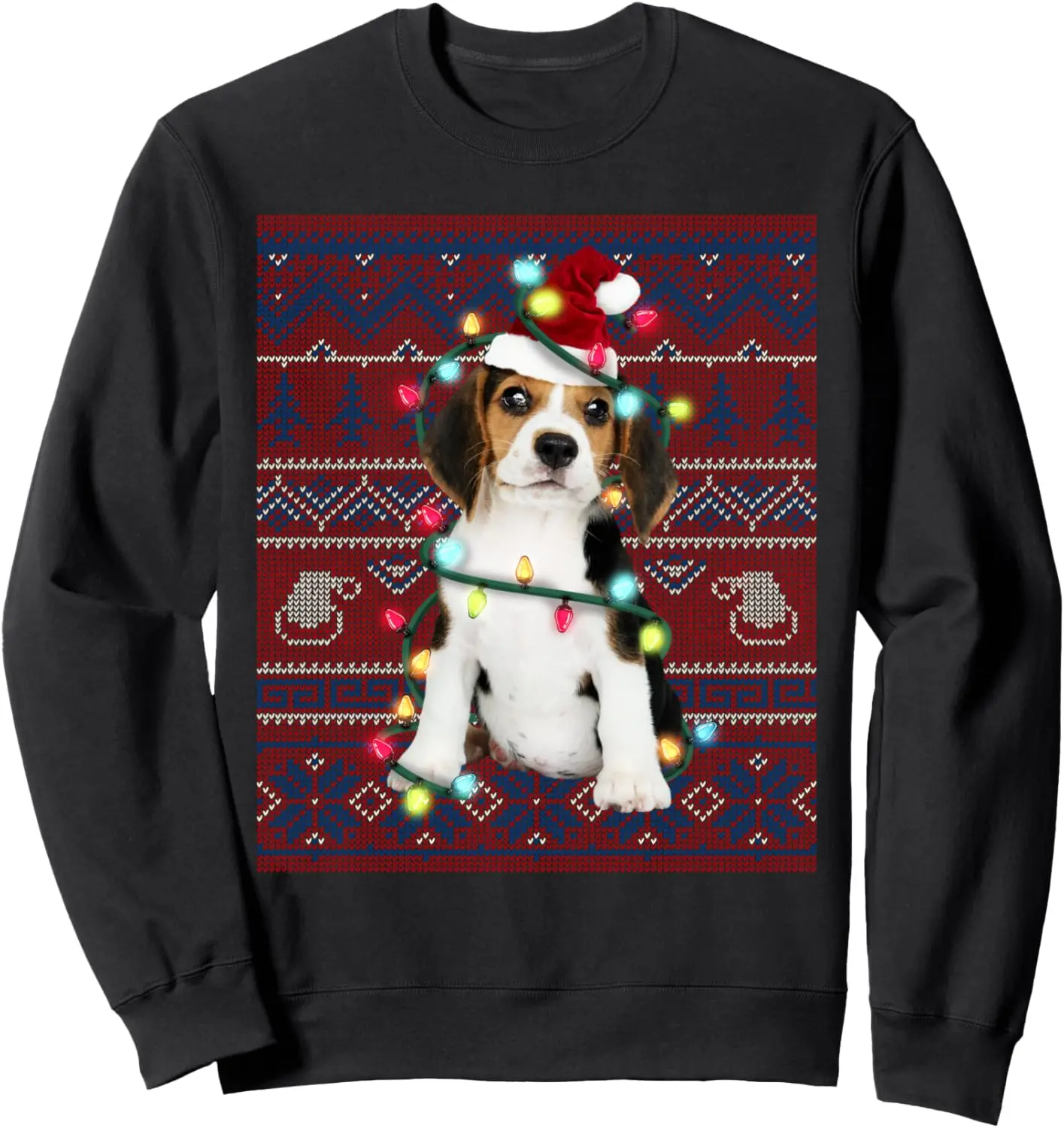 

Beagle Christmas Lights Ugly Sweater Dog Lover Gift Woman Sweatshirt