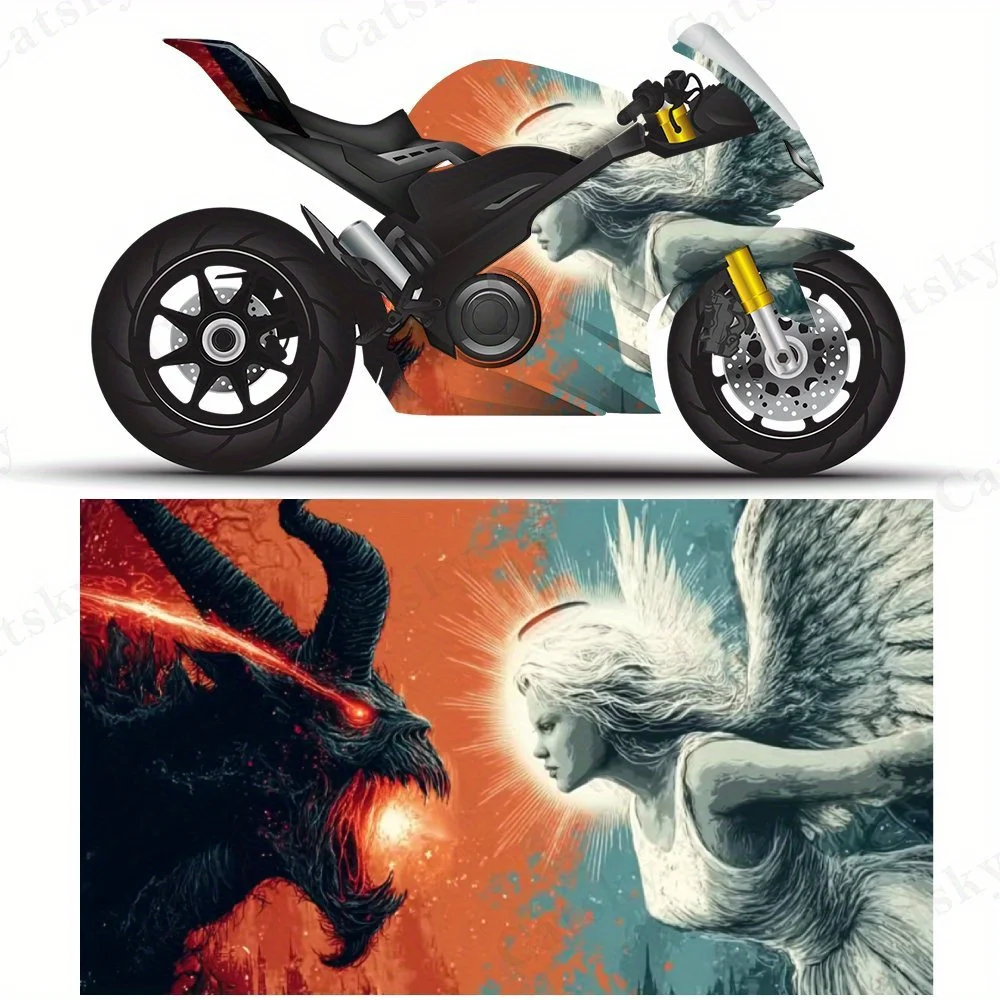 

Angel and demon PVC material self-adhesive waterproof motorcycle car sticker, paste firm and anti-wear, waterproof and sun-resis