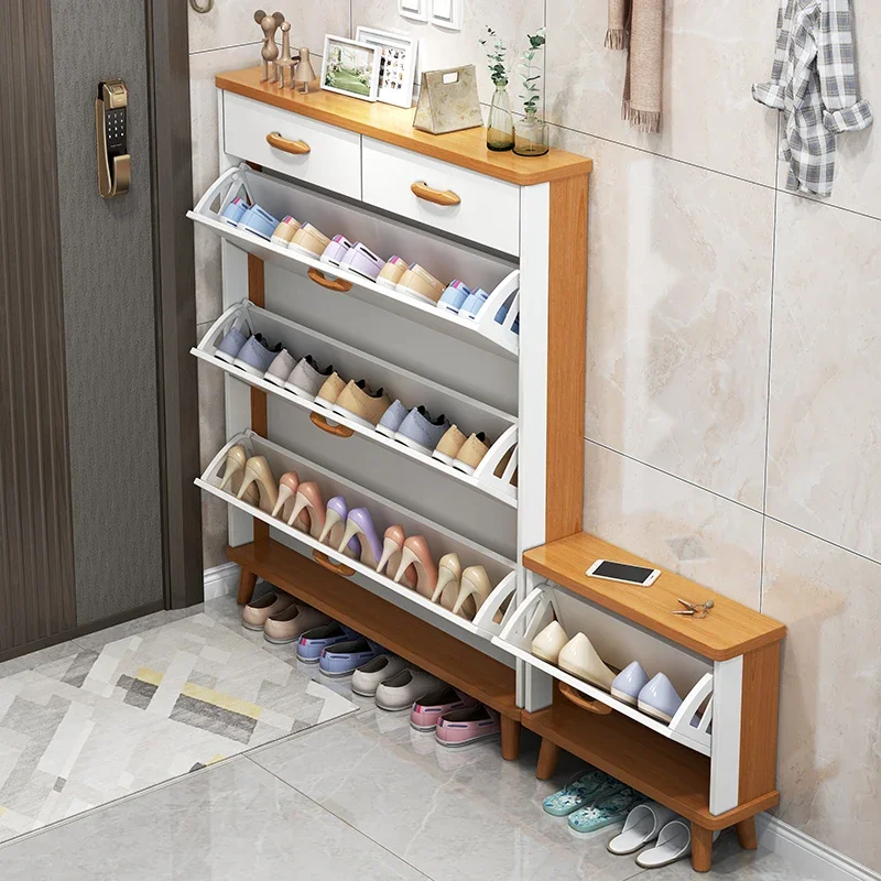 

Small-sized furniture, living room, 2025 New Nordic Ultra-Thin Shoe Cabinet - Space Saving Flip-Up Door Storage Bench with Seat"