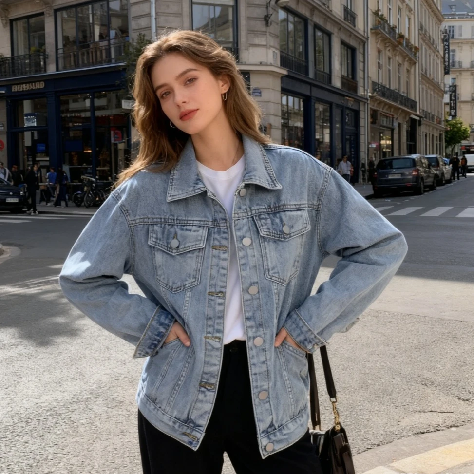 

Moto Biker Jeans for Women Stretch Denim Coat Cotton Button Ropa Punk Gothic Bomber Jacket Windbreaker Y2k Jackets Streetwear