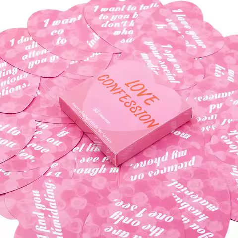 English Version Love Confession Board Game with 55 Heart Shaped Cards Deck for Divination And Fate Keyword Interpretation