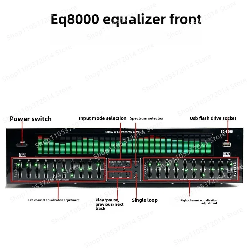 Professional EQ equalizer bluetooth 6.0 fiber coaxial digital audio decoding u disk fever pre-player