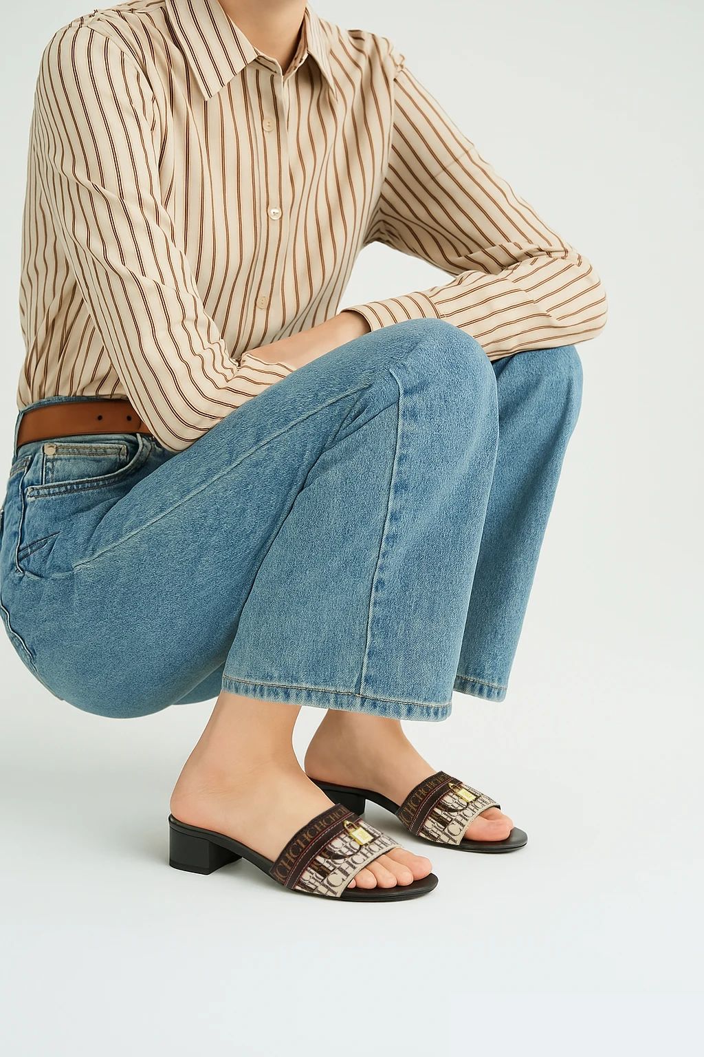 CHarming fashion Women's Slippers 2025 New Brand Fabric high Heel Sandals Outdoor Business Commuter Women's Shoes birthday gifts