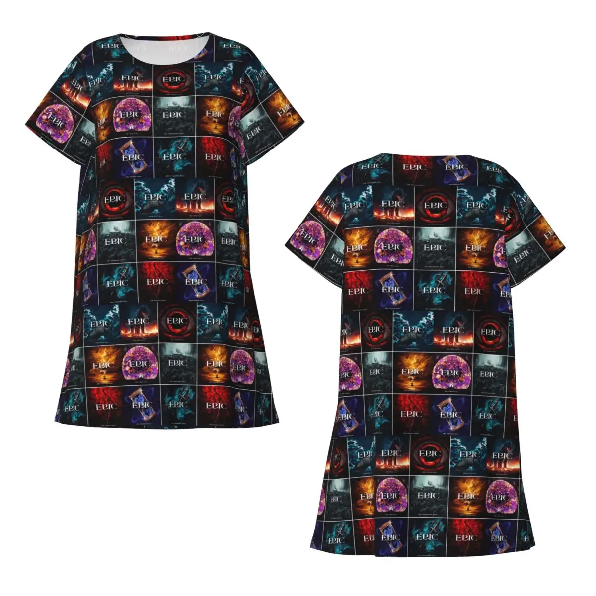 Custom Epic The Musical Saga Covers Short Sleeves Nightdress For Sleepshirts Women Short Sleeve Nightgowns Loose Pajama Dress