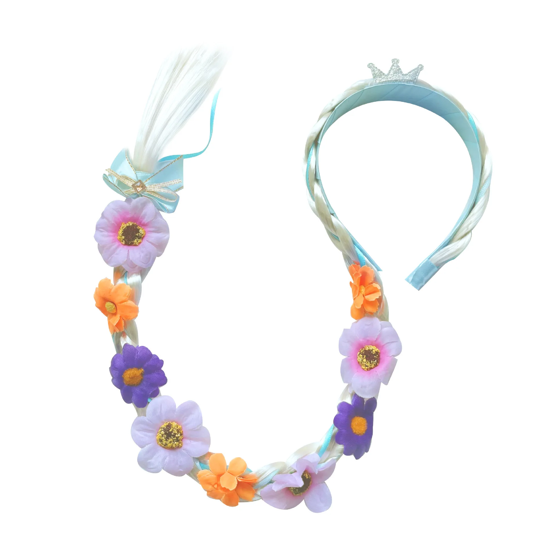 Frozen Elsa Prinzessin Krone Stirnband Kleines Mädchen Perücke Zopf Schleife Kinder Cosplay Party Haaraccessoires – Detail 14