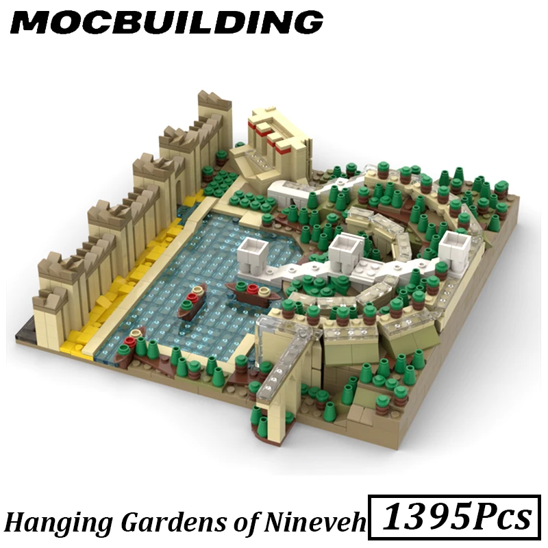 Hanging Gardens of Nineveh Architecture Model City Building Blocks Street View MOC Accessories Brick Toys Display Present Gifts