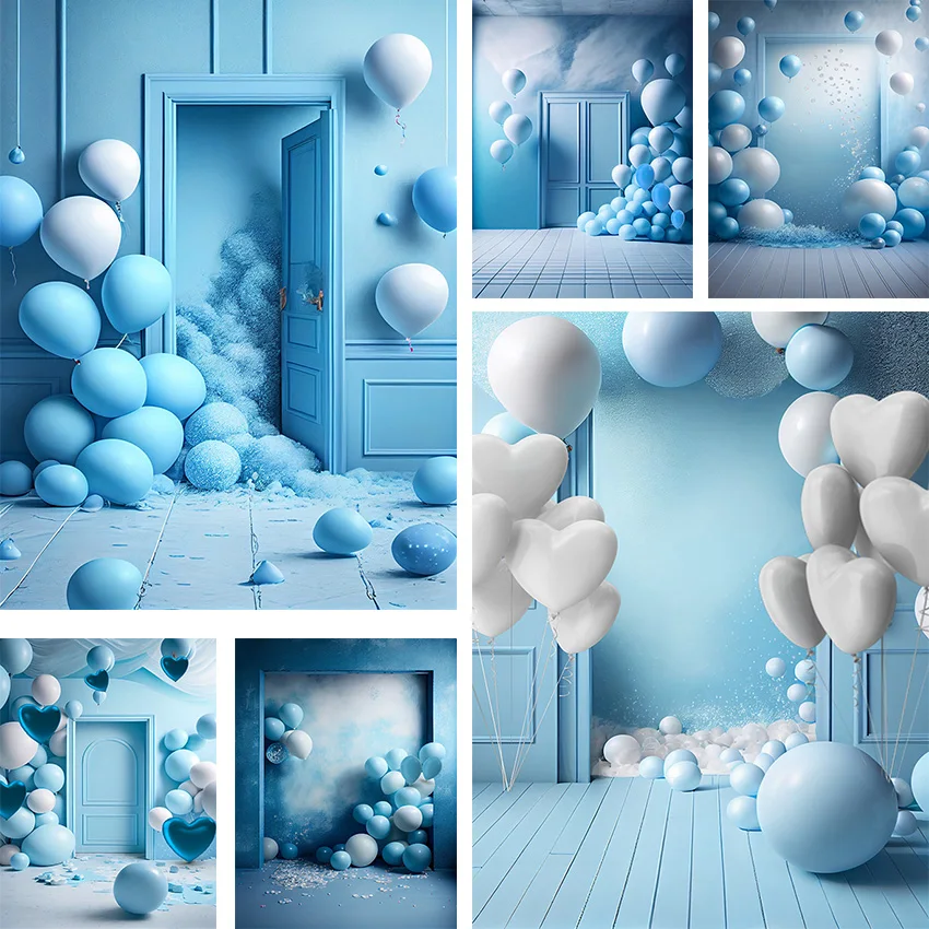 

Mehofond Photography Background Indoor Blue Balloons Kids Birthday Party Wedding Maternity Portrait Decor Backdrop Photo Studio