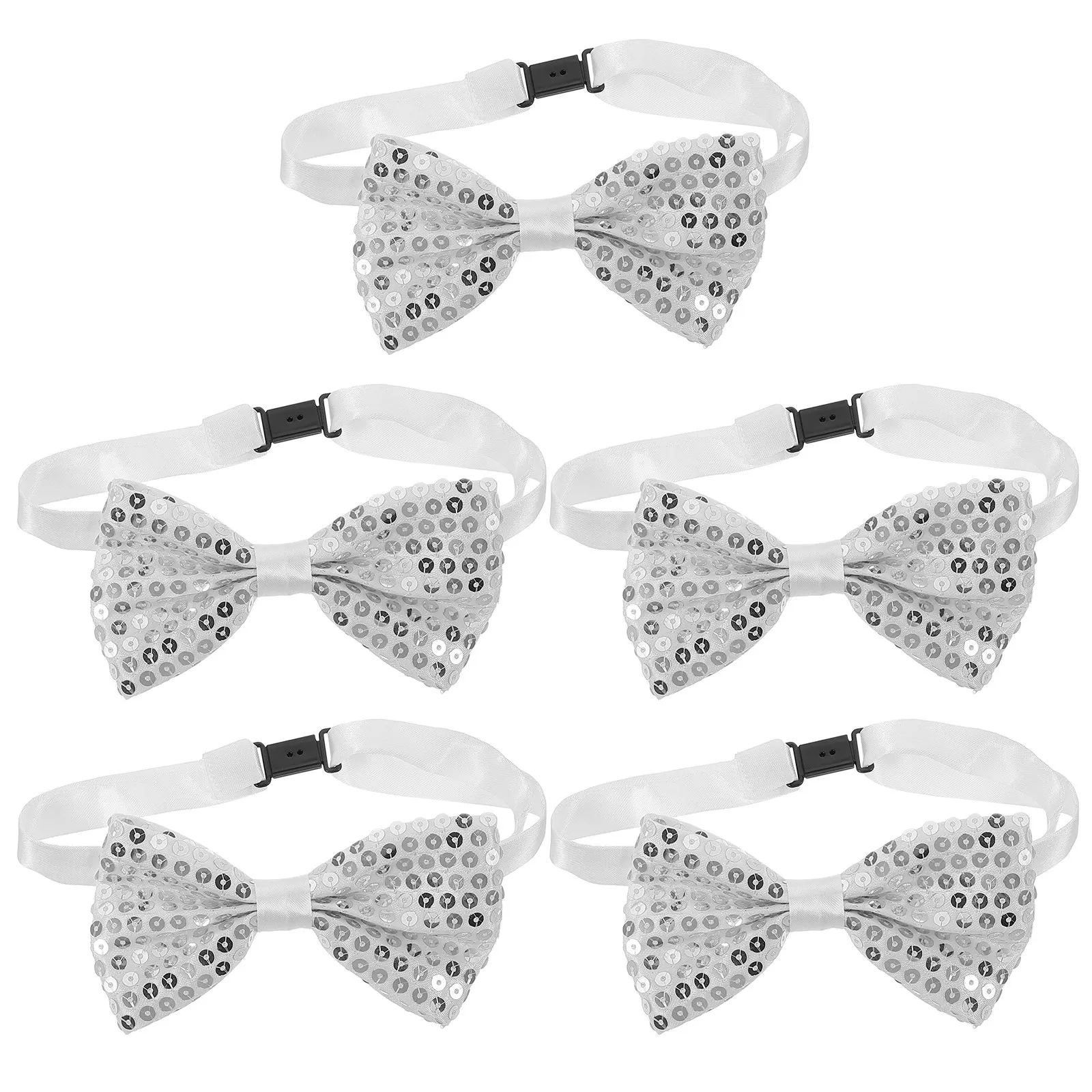 

5Pcs Sequin Bow Ties for Kids Sparkly Adjustable Pre-Tied Bowtie Children's Performance Party Accessory Suit Decor
