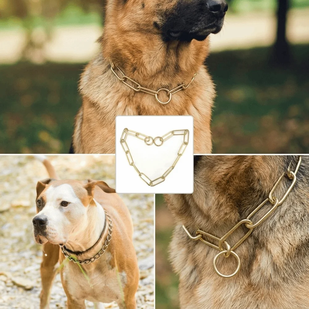 Solid Copper Dog Chain Square Link Smooth Polished Dog Choke Chain Heavy Duty Build Adjustable Loop Copper Pet Neck Band