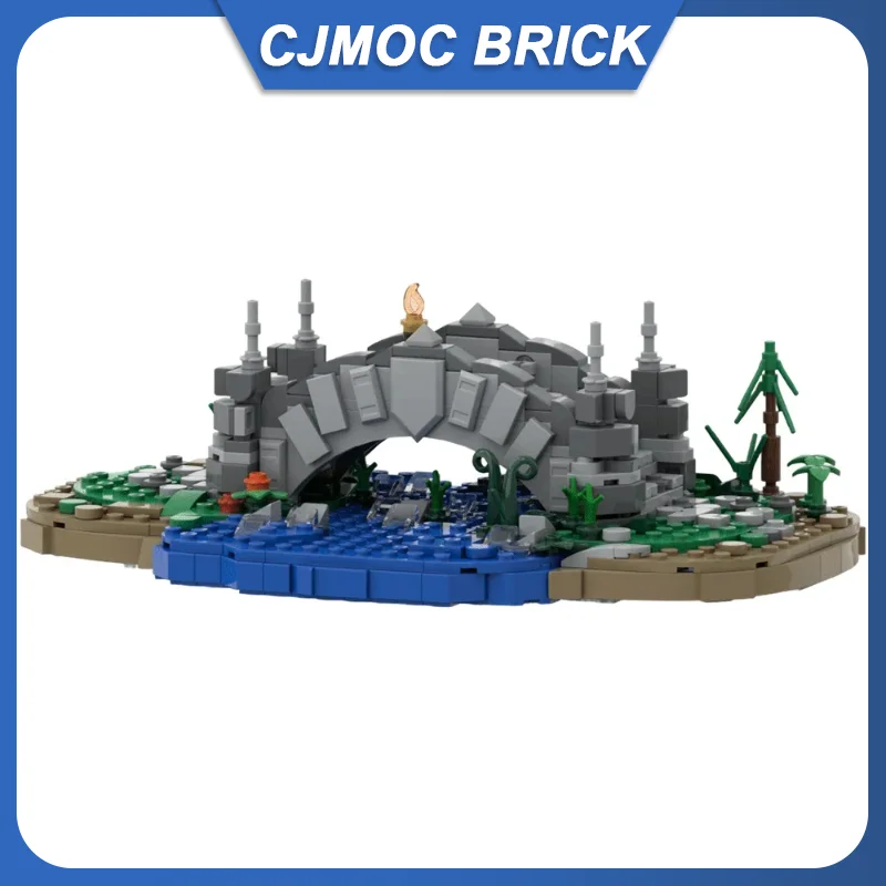 MOC Brug Bouwstenen Model Middeleeuwse Stenen Brug Architectuur Street View Bricks Montage Speelgoed Kinderen DIY Verjaardagscadeautjes