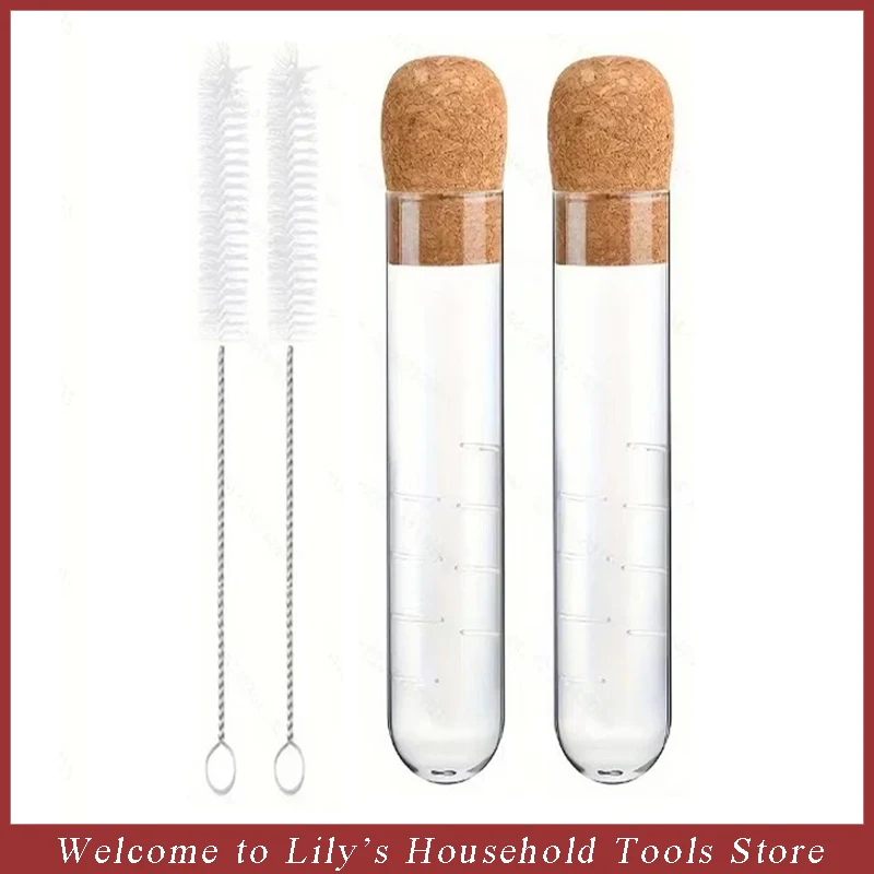 2pcs Glass Tea Infuser Reusable Glass Diffuser with Cork High Borosilicate Tea Strainer with Cleaning Brush for Cup Teapots