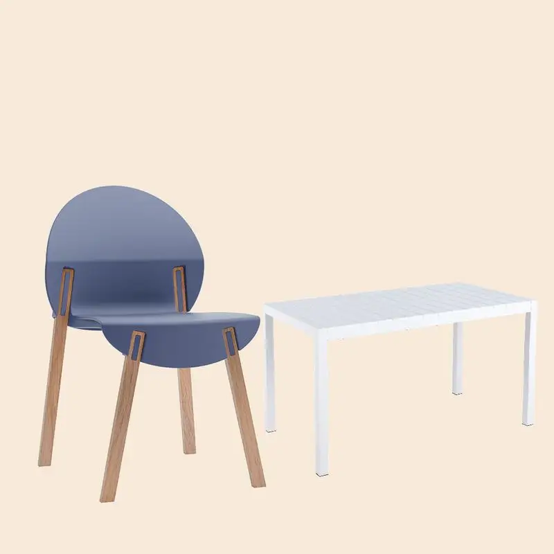 

Комплект из 4 стульев серо-синего цвета с ножками из красного дуба и сиденьем из полипропилена, 55-дюймовый универсальный белый современный стол для внутреннего и наружного использования, легкий полипропилен