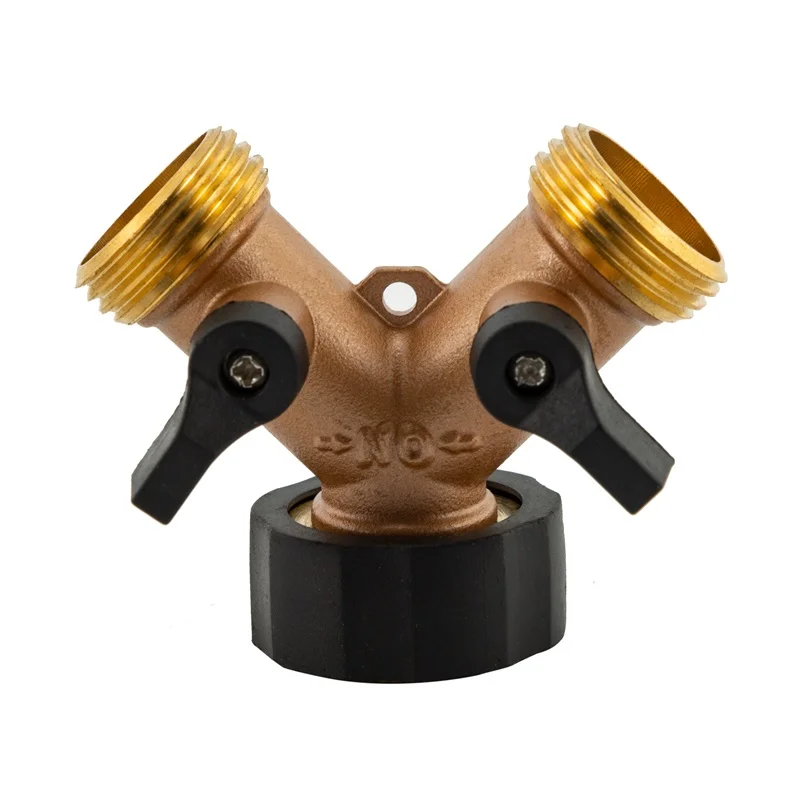 

3/4 Inch Y Valve Garden Hose Connector 2 Way Brass Splitter Adapter Quick Connect Valve Adapter for Water House Agriculture Tool