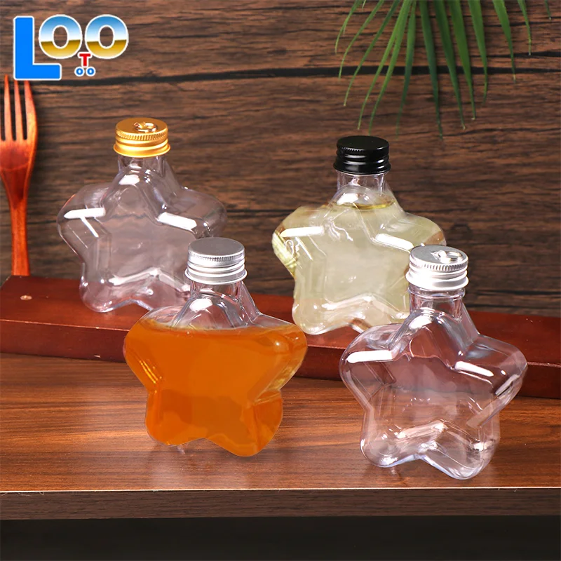 200 мл пластиковая бутылка с милой звездой, прозрачная бутылка для чая с молоком, кофе, прозрачная бутылка для питья, чашка для воды, бутылки для сока, напитков