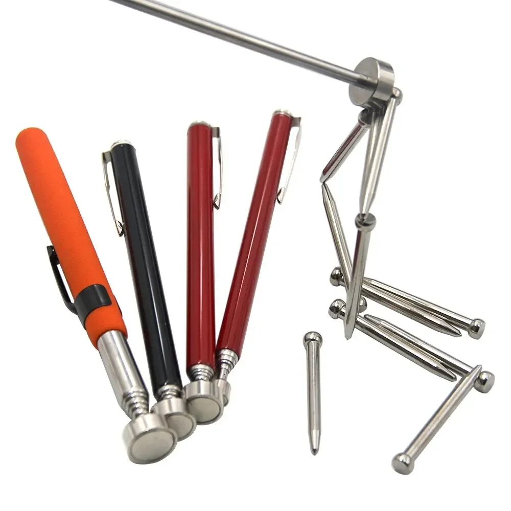 Portable Magnetic Retractable Pickup Suction Iron Rod Multifunctional Extractor Pen Clip Automotive Repair Tools