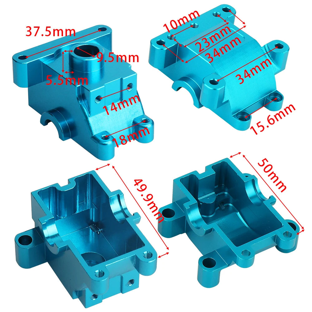 Aluminum Alloy Front and Rear Gearbox Housing Kit for Tamiya TT01