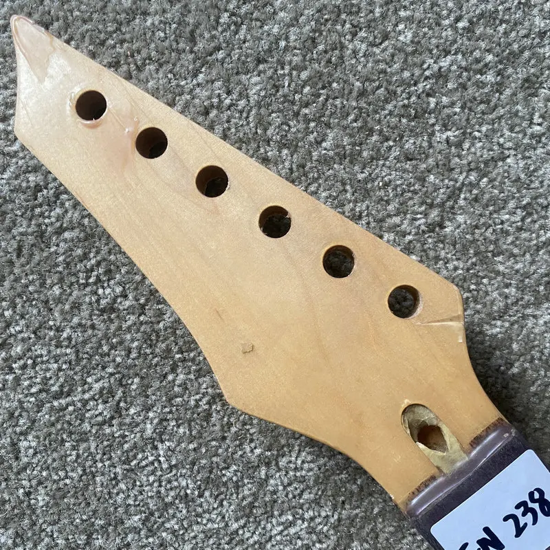 FN238 24 Frets Maple+Rosewood 648mm Scales Length Electric Guitar Neck Reversed Headstock Right Hand Semi Finishing for DIY